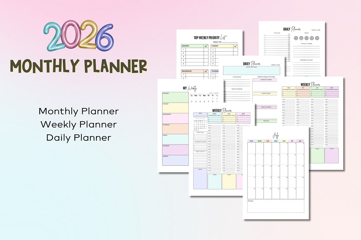 2026 Monthly Planner-Canva Template, a Templates & Theme by Adalin Shop (Photo 6 of 12)