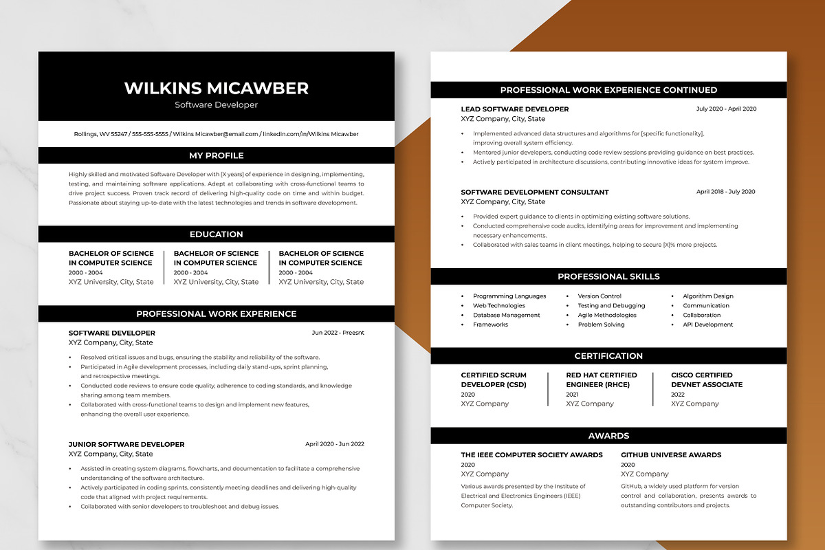 Software Developer Resume Template, a Resume Template by ResumeInventor (Photo 3 of 9)