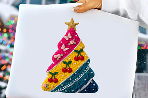 Colorful Glitter Yarn Christmas Tree, an Illustration by DreamCafeArt