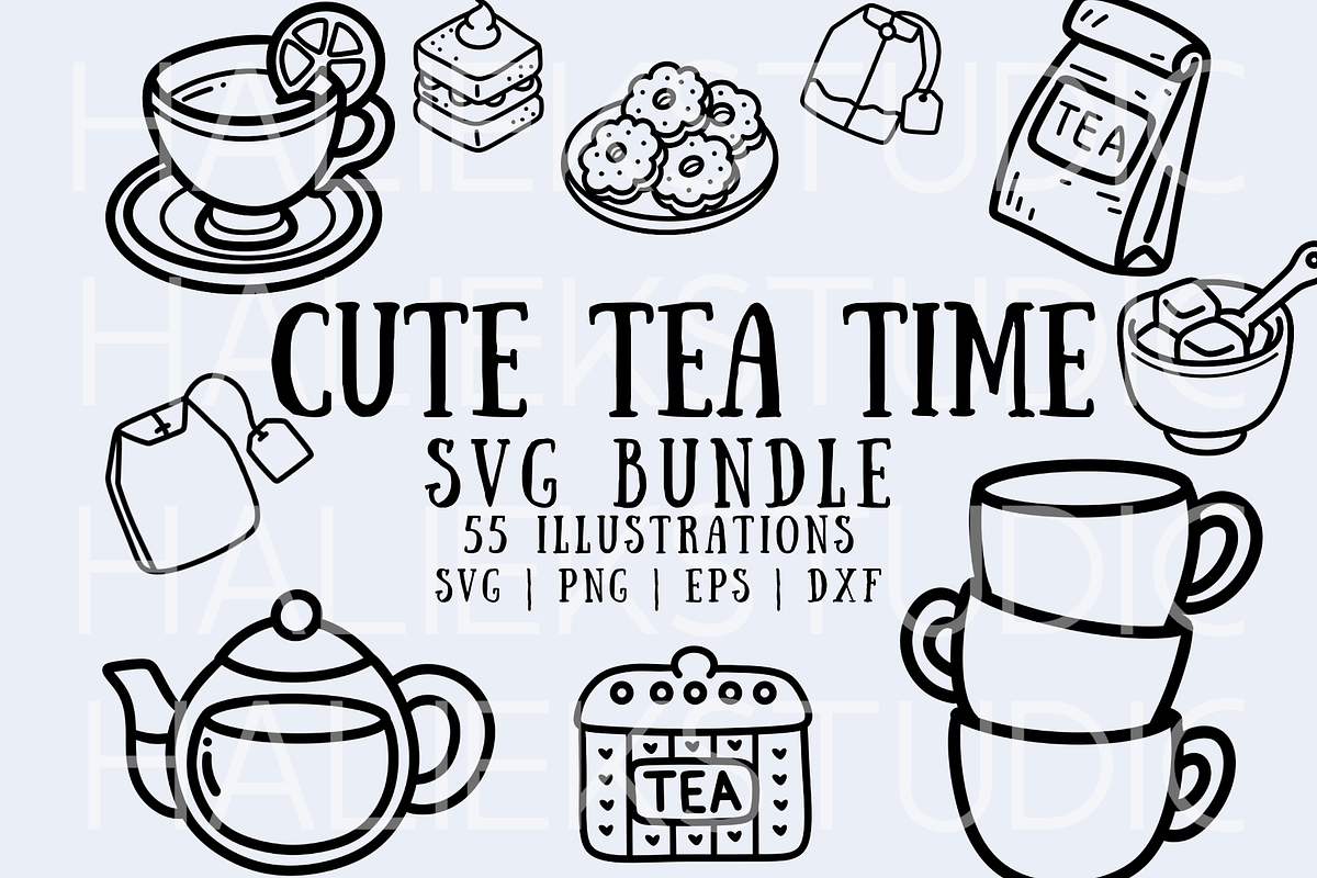 Cute Tea Time SVG Illustrations, a Food Illustration by HalieKStudio (Photo 1 of 9)