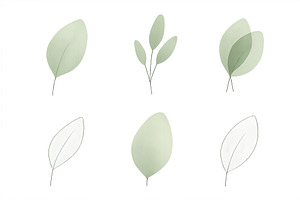 Six delicate green leaves arranged, an Object Illustration by ZinetroN
