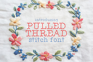 Pulled Thread - Cross Stitch Font, a Handwritten Font by HipFonts