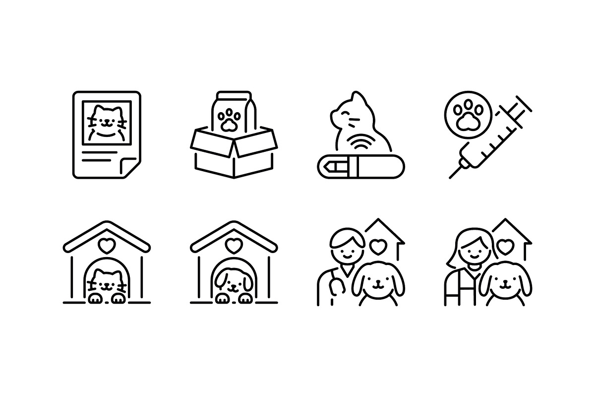Animal Shelter Icon Set, an Outline Icon by Eklip Studio (Photo 2 of 3)