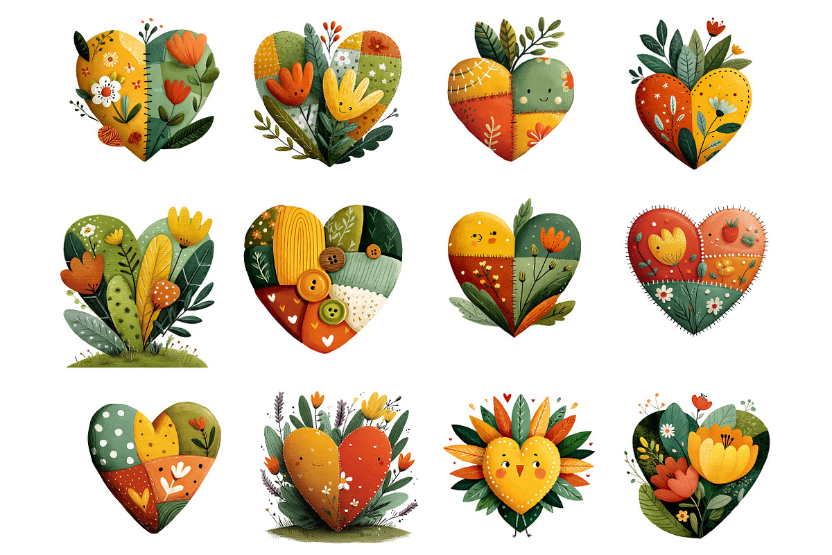Patchwork Valentine’s Day Heart Clip, an Illustration by DreamArtGraphic (Photo 3 of 4)