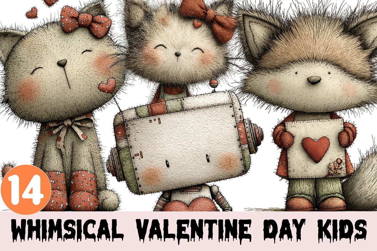 Whimsical Valentine Day Kids Clipart, a Graphic by CitraGraphics (Photo 1 of 4)