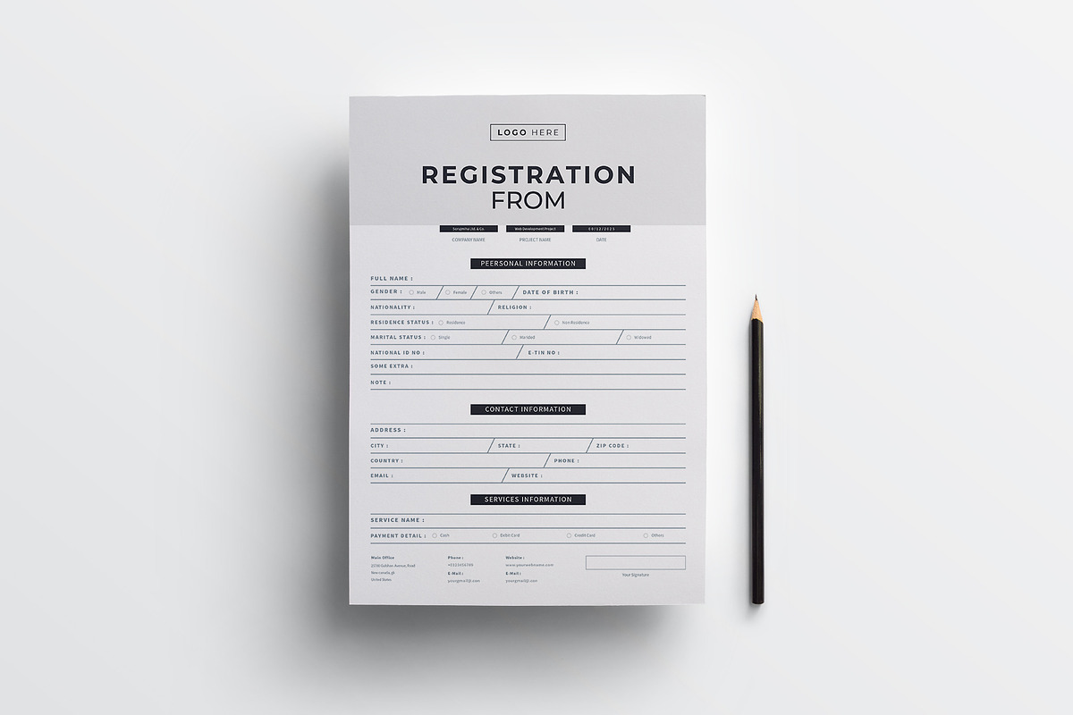 Registration Form | MS Word & Canva, a Stationery Template by obayes (Photo 2 of 3)
