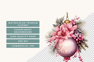 Pink Christmas Ornaments Clipart