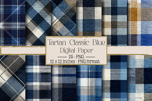 Set Tartan Color Classic Blue, a Texture Illustration by DreamPrint404