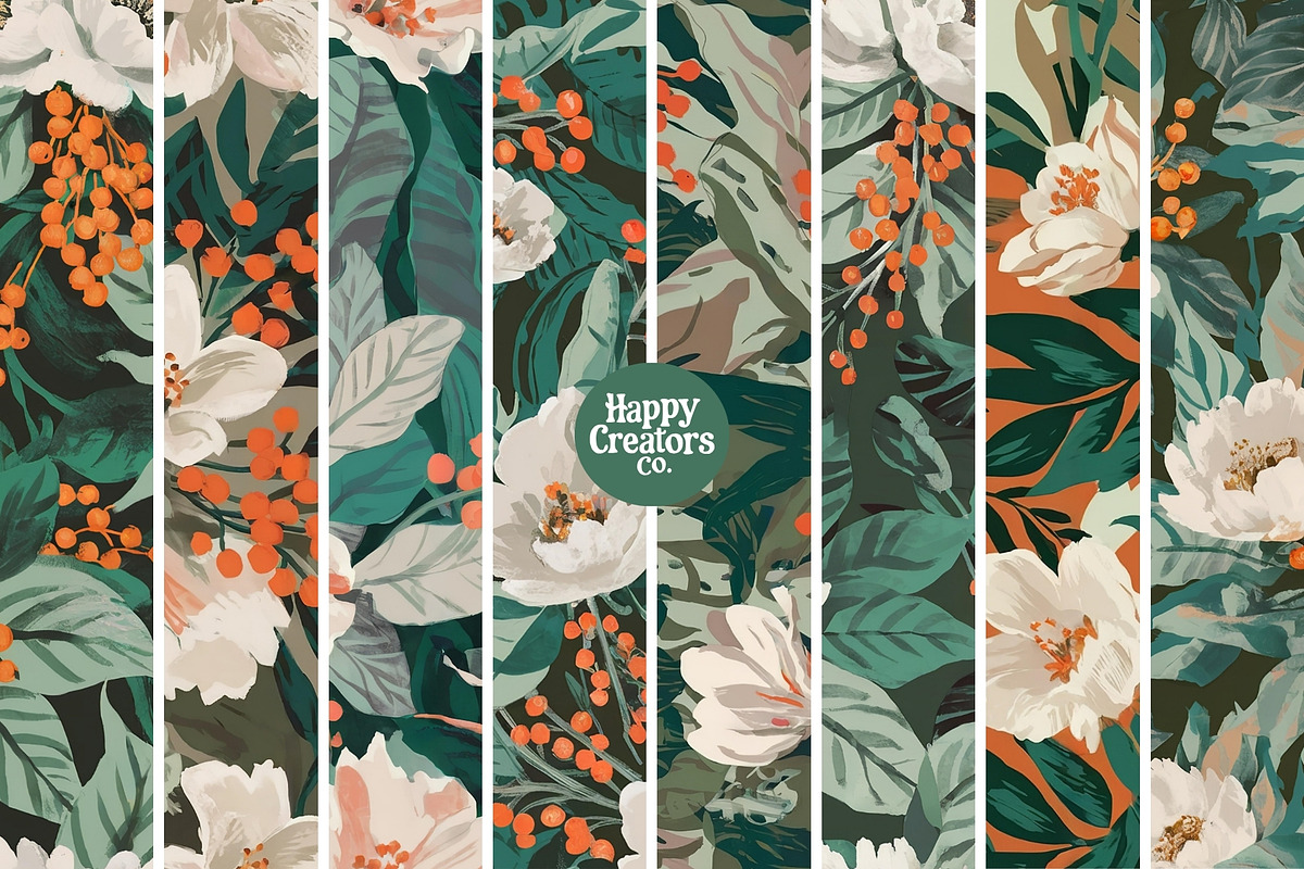 Brighter Blossoms Digital Paper Pack, a Pattern Graphic by Happy Creators Co. (Photo 2 of 7)