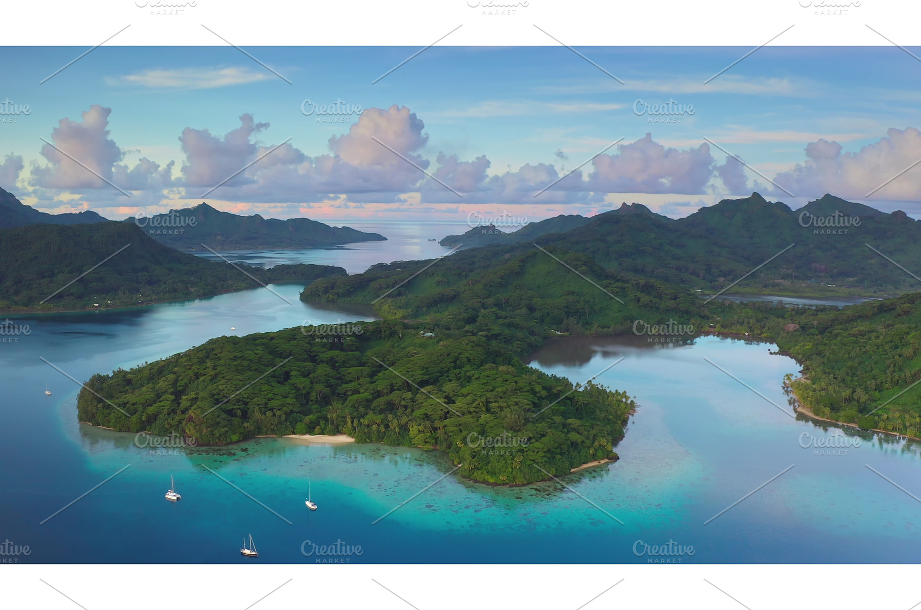 Sailboats anchoring near tropical, a Nature Photo by Goinyk