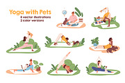 Yoga with pets set, a Sport Illustration by Good Studio (Thumbnail 1 of 5)