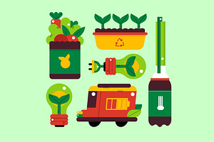 Green Flat Sustainable Living Asset, an Object Illustration by graphicook