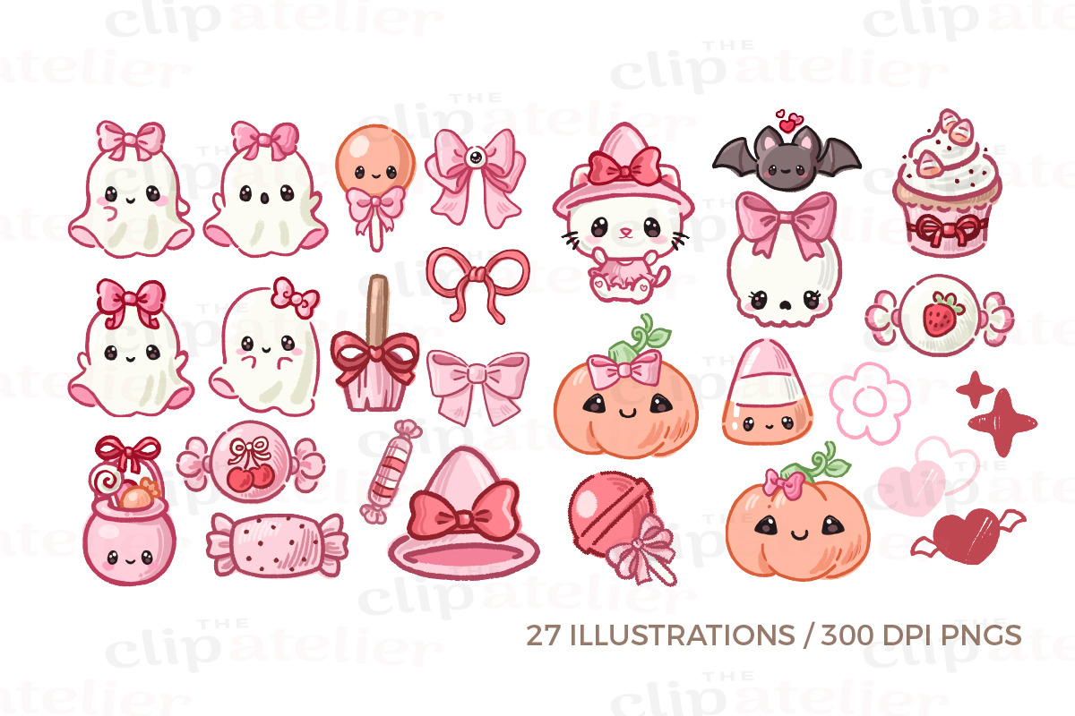 Kawaii Coquette Halloween Clipart, an Illustration by TheClipAtelier (Photo 2 of 3)