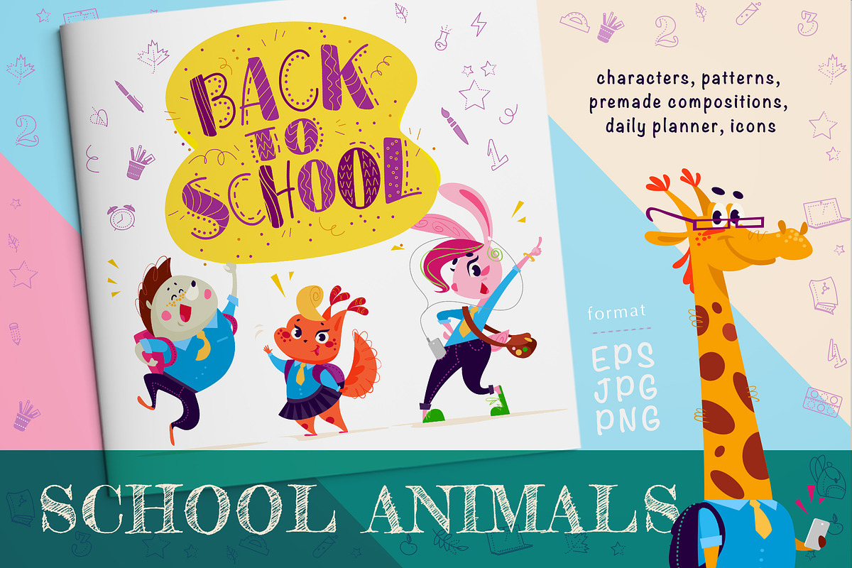 school animals kit, an Animal Illustration by Funnystore (Photo 1 of 12)