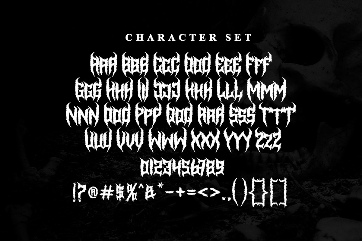 Braver Grave - Death Metal Font, a Blackletter Font by Multype Studio (Photo 5 of 6)