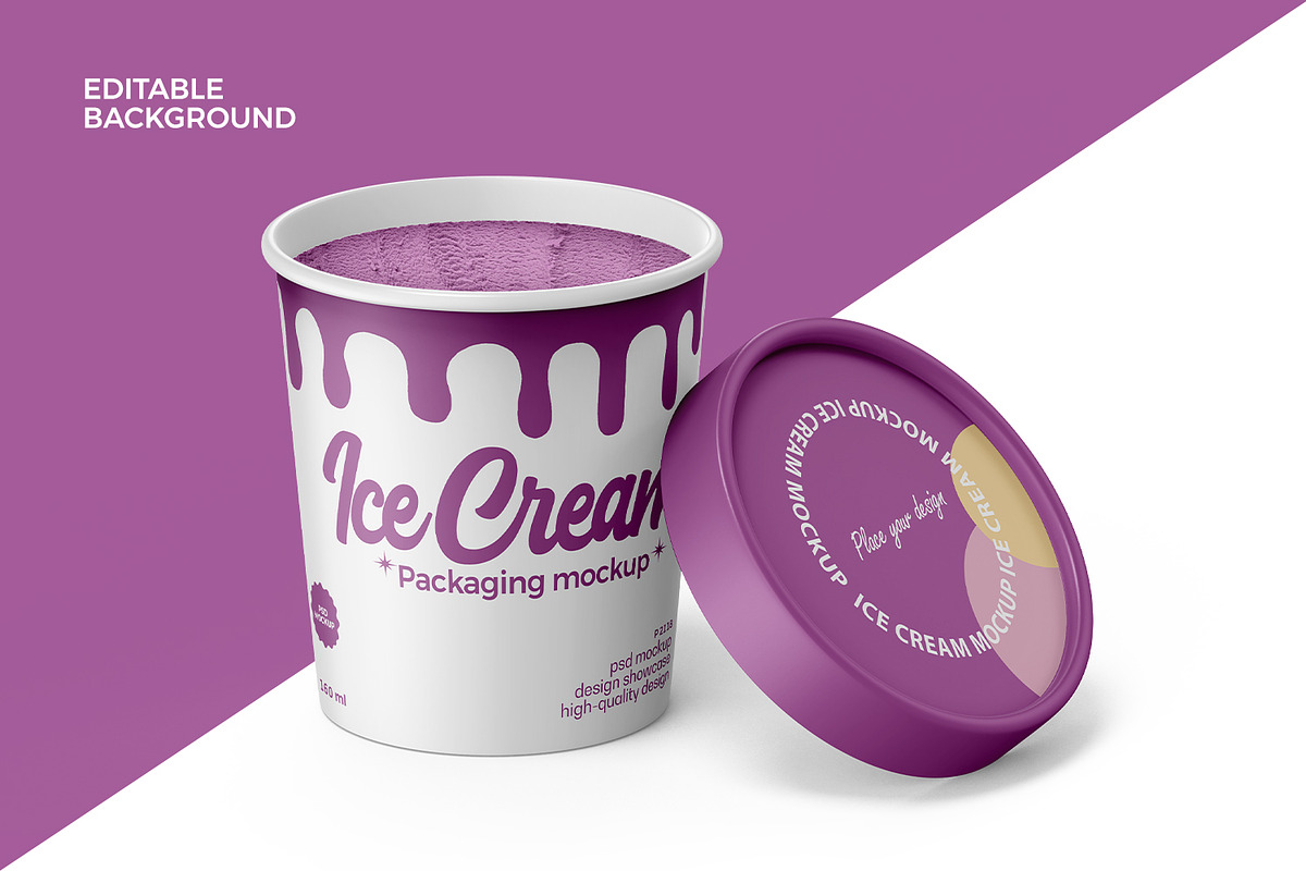Ice Cream Tub Mockup, a Packaging Mockup by RamStudio2 (Photo 5 of 14)