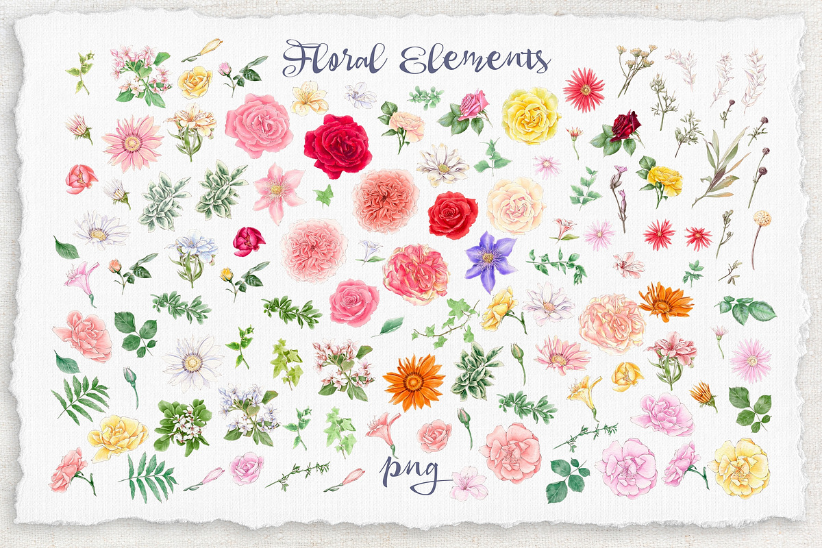 Watercolor Flowers clipart big set, a Decorative Illustration by Yuliya Art (Photo 2 of 16)