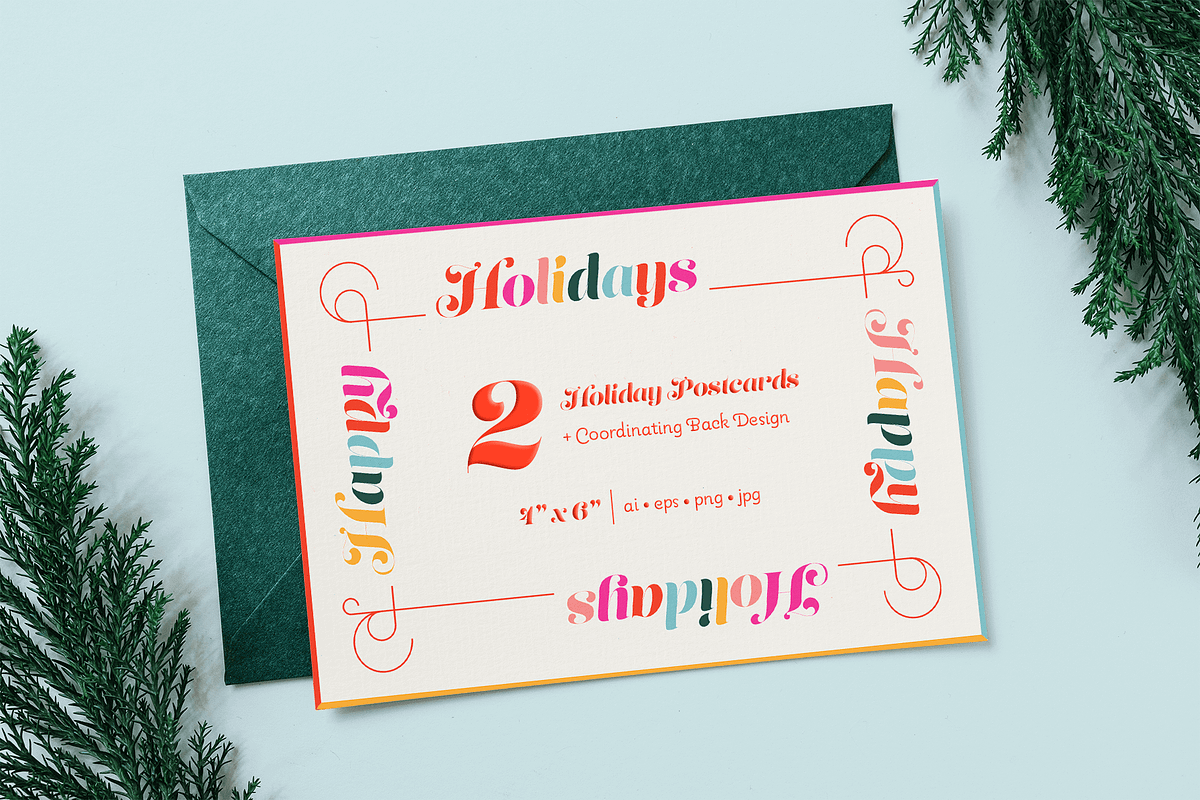 Bright & Cheerful Holiday Postcards, a Card Template by mina (Photo 1 of 3)