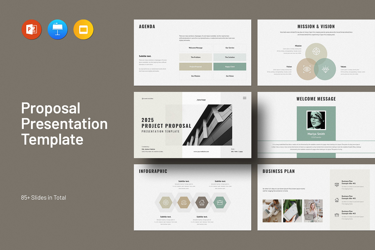 Project Proposal PowerPoint Template, a Presentation Template by CreativeSlides (Photo 1 of 12)