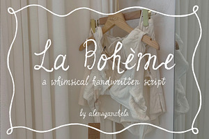 La Bohème whimsical handmade script, a Script Font by alenaganzhela