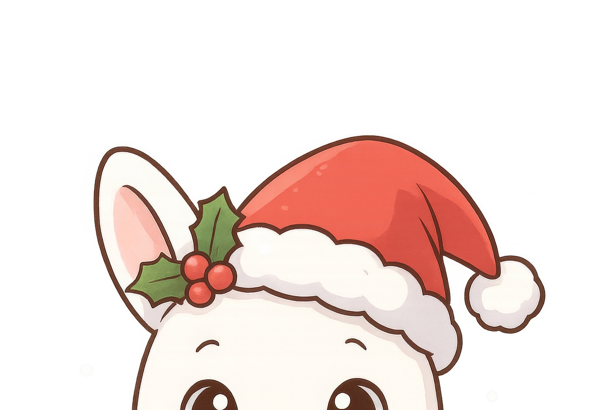Cute anime animal wearing santa hat, an Illustration by Dvoevnore photos