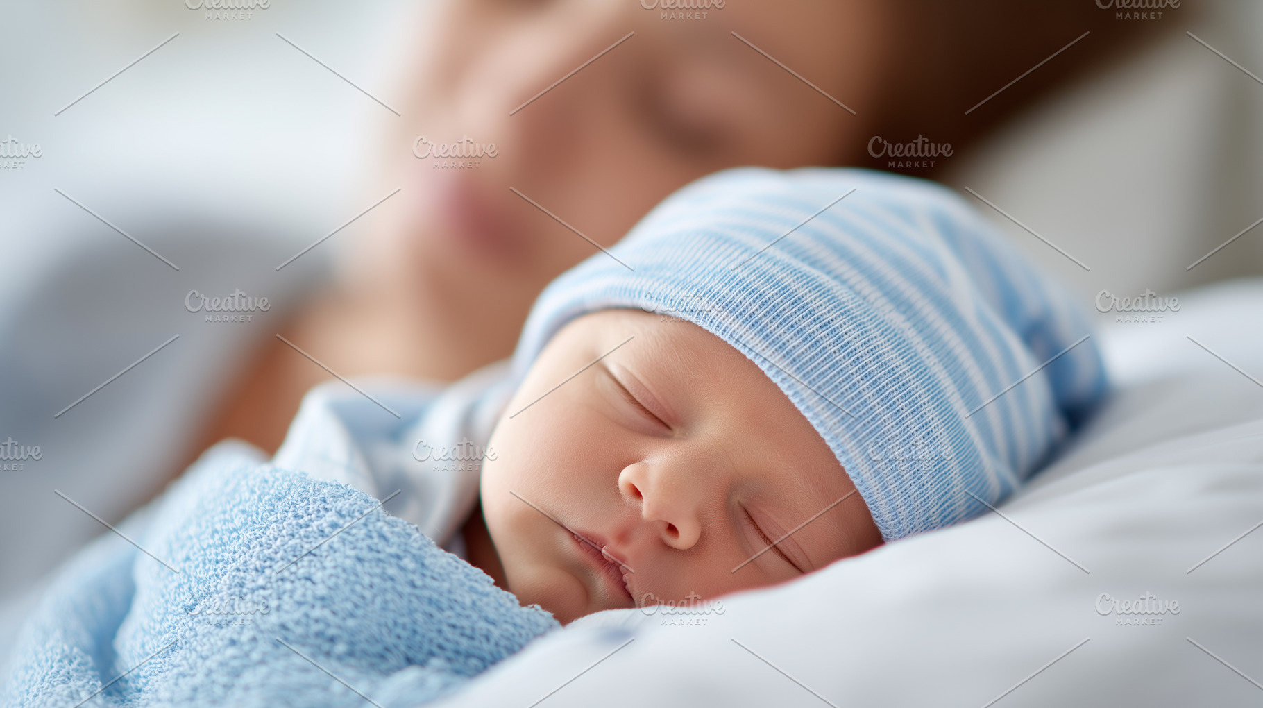 Peaceful sleeping newborn baby in a, a Health & Medical Photo by MistyDay