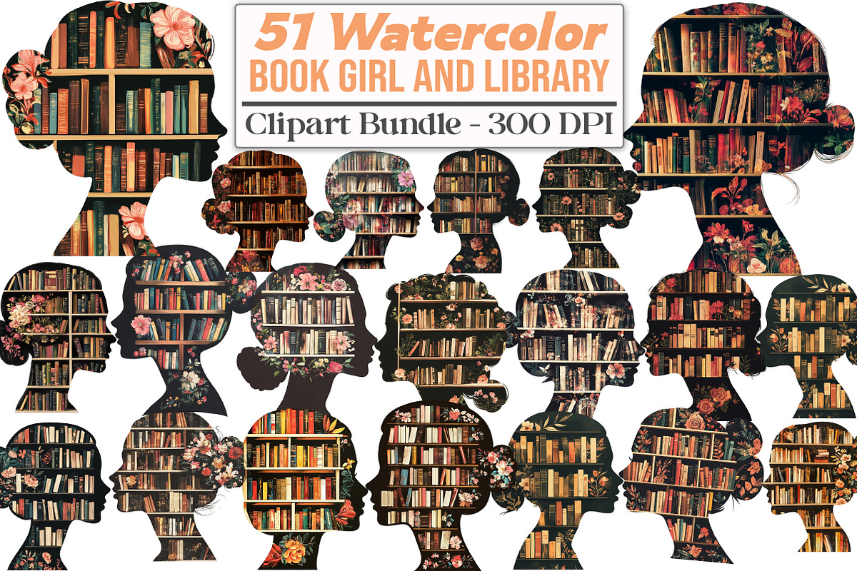 Book Girl and Library Sublimation, an Illustration by DreamCafeArt (Photo 1 of 4)