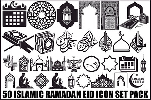 50 Islamic Ramadan Eid Icon Set