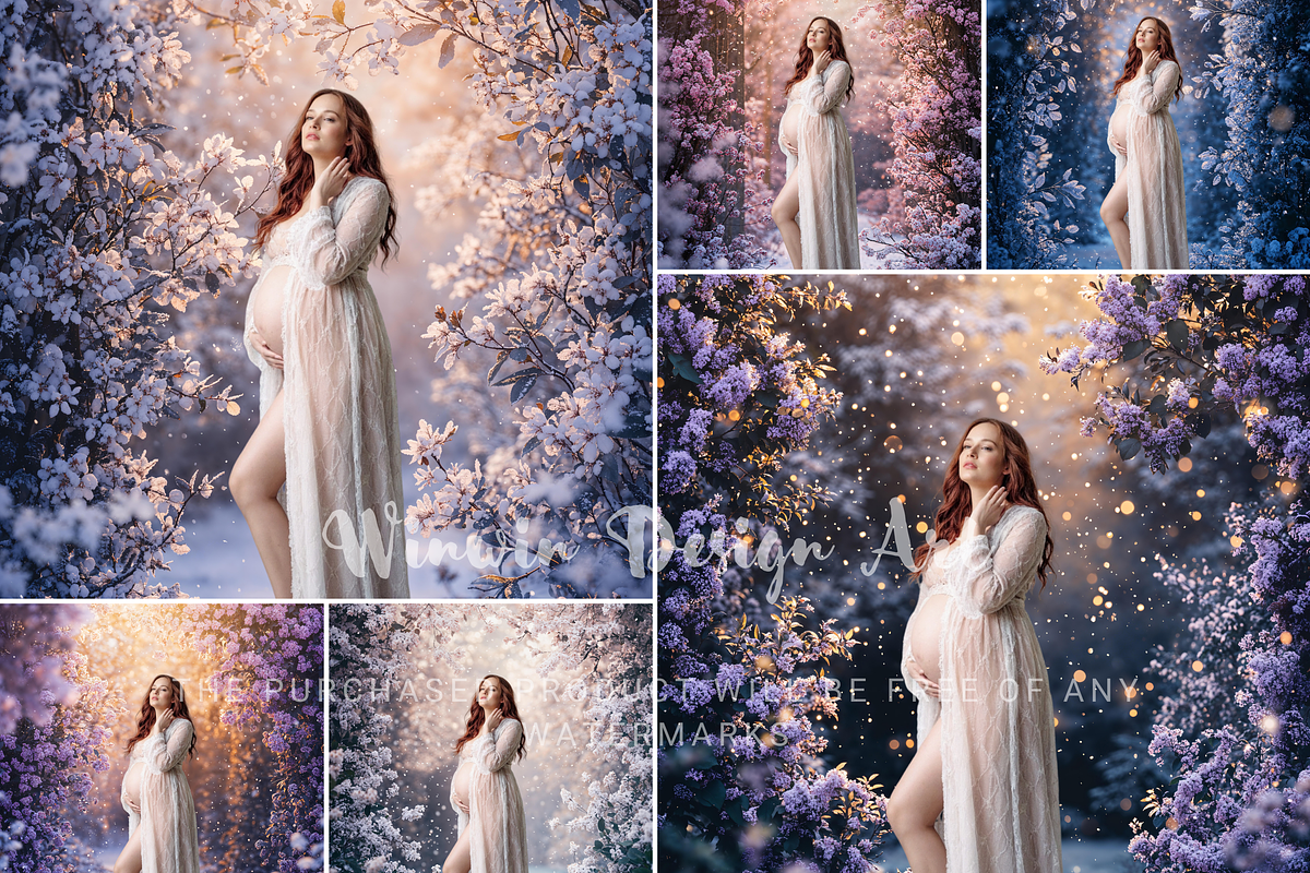 Snowfall Floral Portrait Backdrop, a Background Photo by Winwin Design Art (Photo 5 of 7)