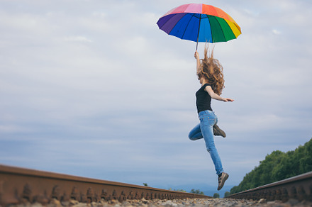 Teen girl with umbrella stock photo containing kid and summer