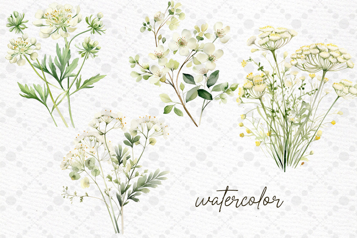 White Flowers Clipart Rustic Flowers, a Decorative Illustration by LeCoqDesign (Photo 2 of 5)