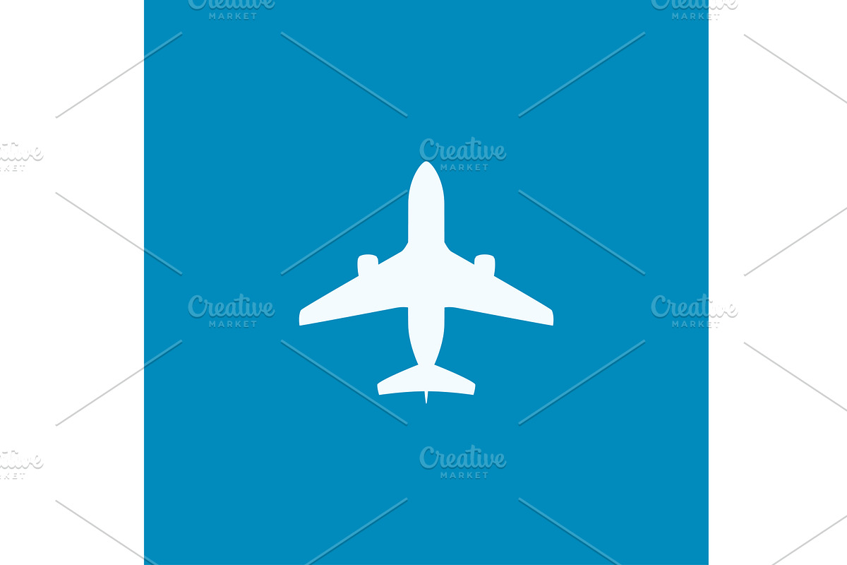 a white airplane in the blue sky, a Transportation Illustration by IfH