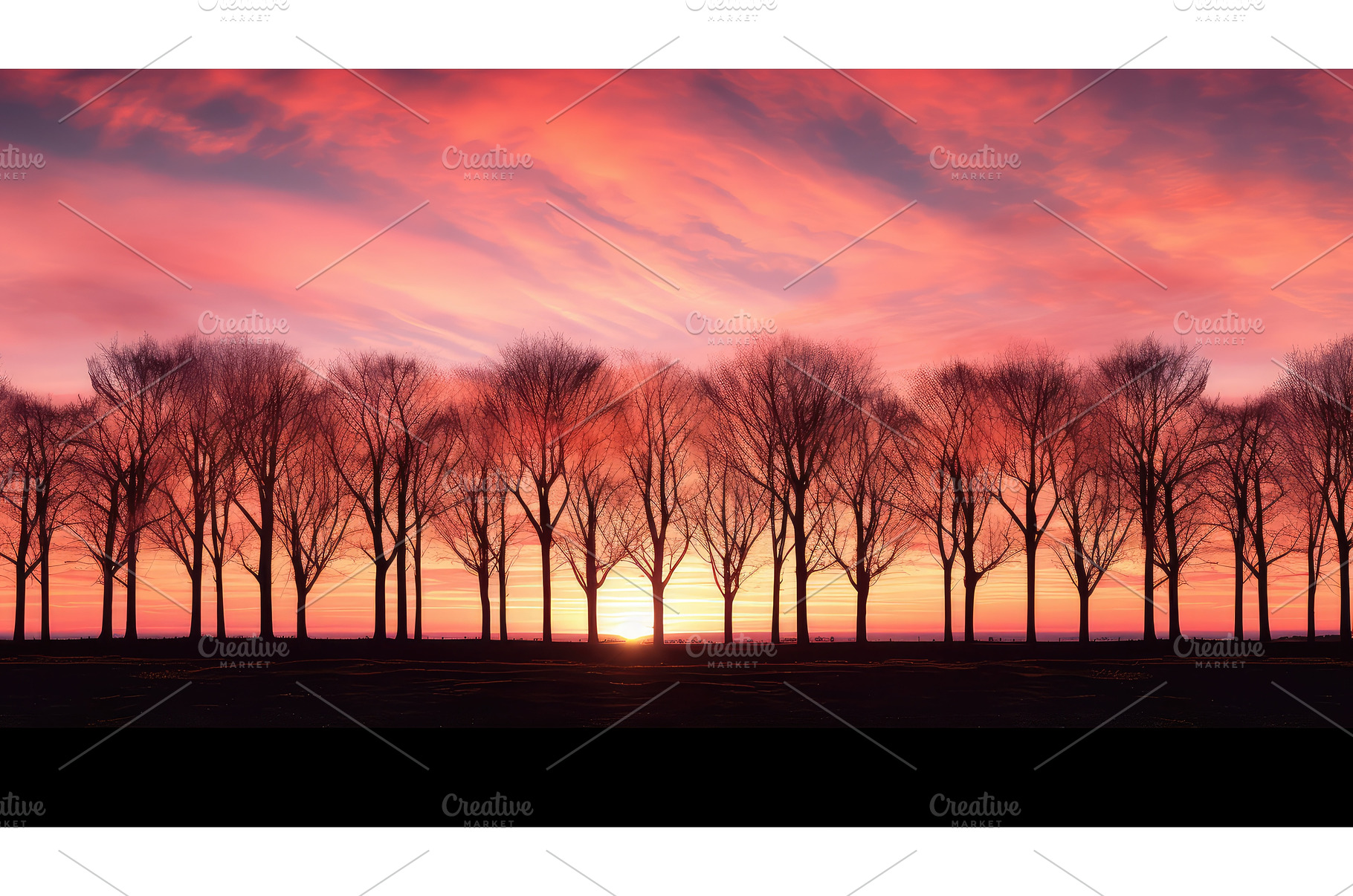 silhouette sunny trees ai generated, a Beauty & Fashion Photo by pikepicture