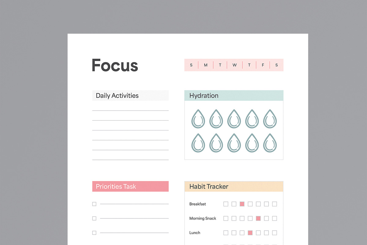 Modern Weekly Planner Template, a Stationery Template by MightyDesign (Photo 4 of 8)