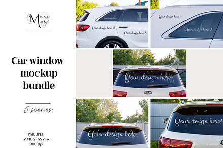 Car window mockup bundle.