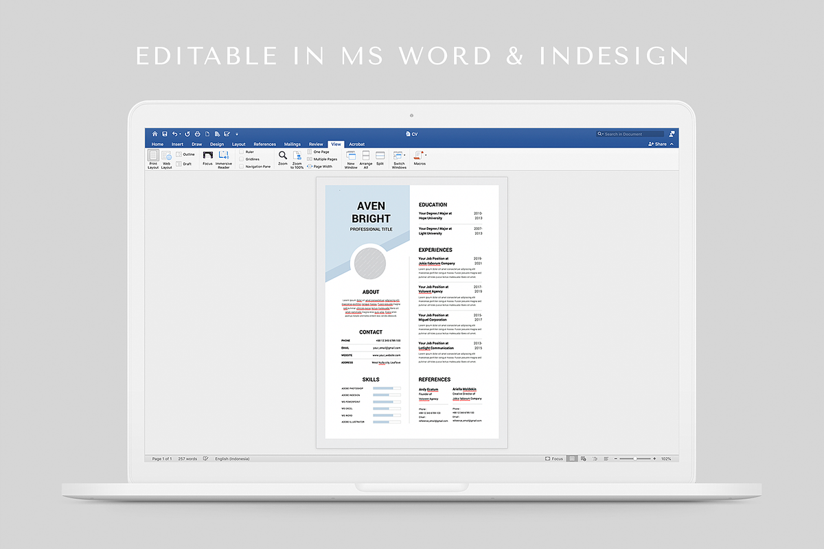Resume | MS Word & Indesign, a Resume Template by Leaflove