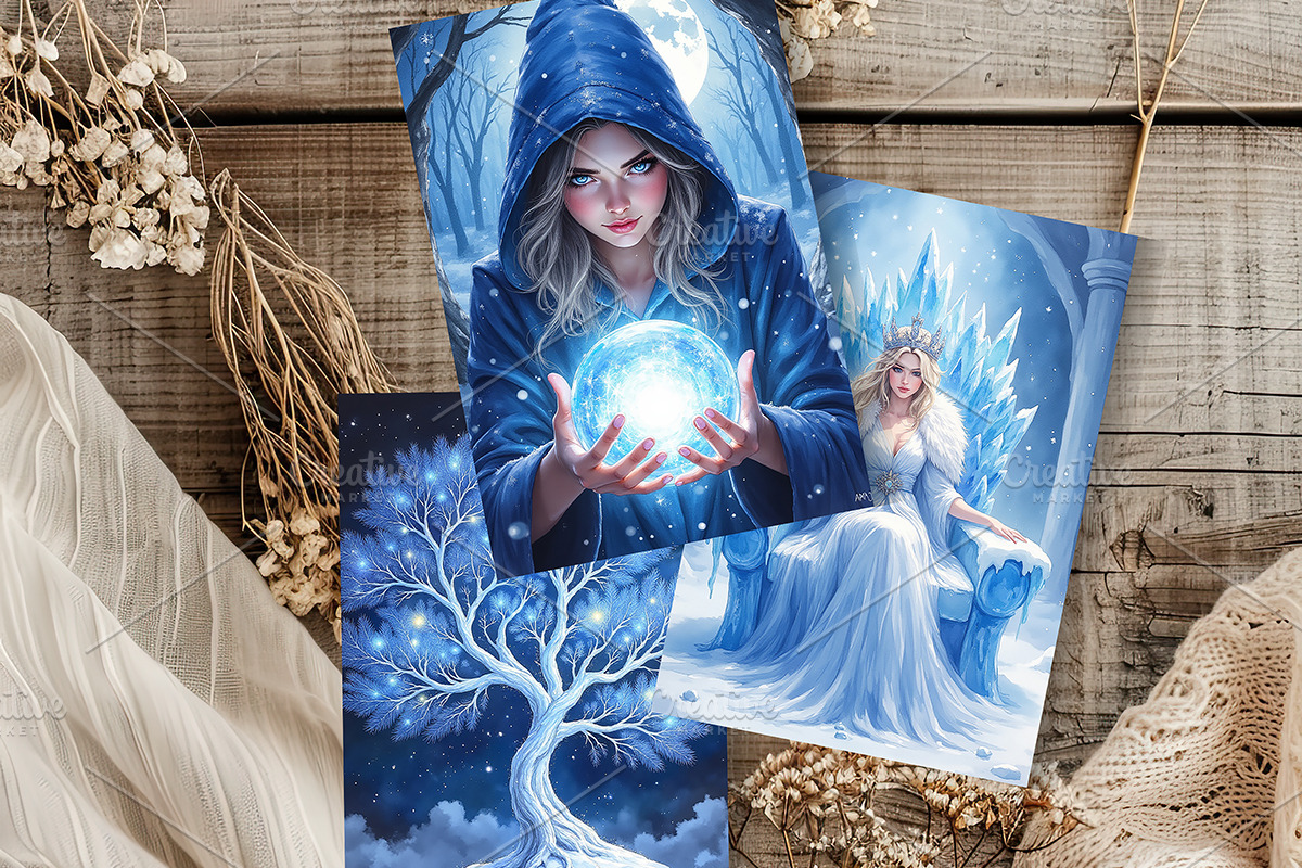 Frozen Forest Junk Journal Pages., a Seasonal Illustration by GalaDesign03 (Photo 4 of 6)