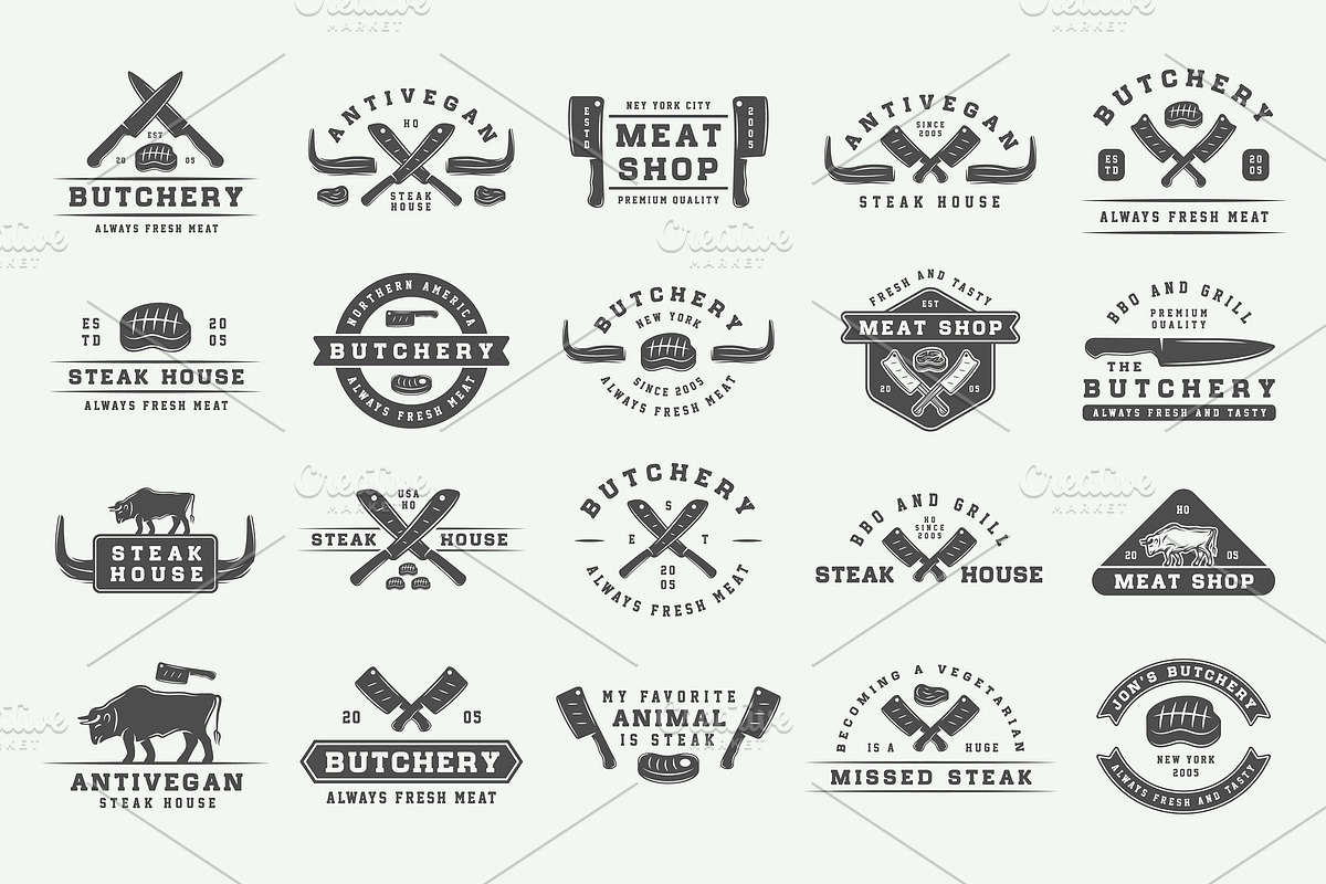 Vintage butchery emblems, a Branding & Logo Template by AkimD (Photo 7 of 15)
