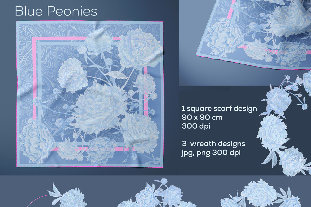Blue Peonies seamless patterns, a Pattern Graphic by ANAKOTO (Photo 7 of 16)