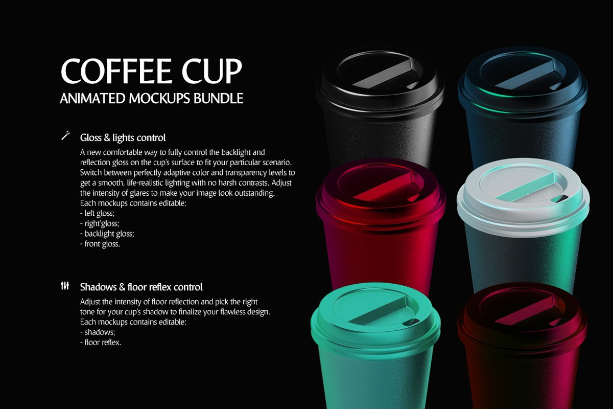 Coffee Cup Animated Mockups Bundle, a Cups & Container Mockup by rebrandy (Photo 10 of 20)
