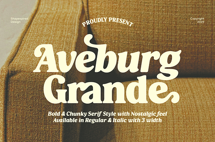 Aveburg Grande - Retro Chunk, a Serif Font by Shapespired Design