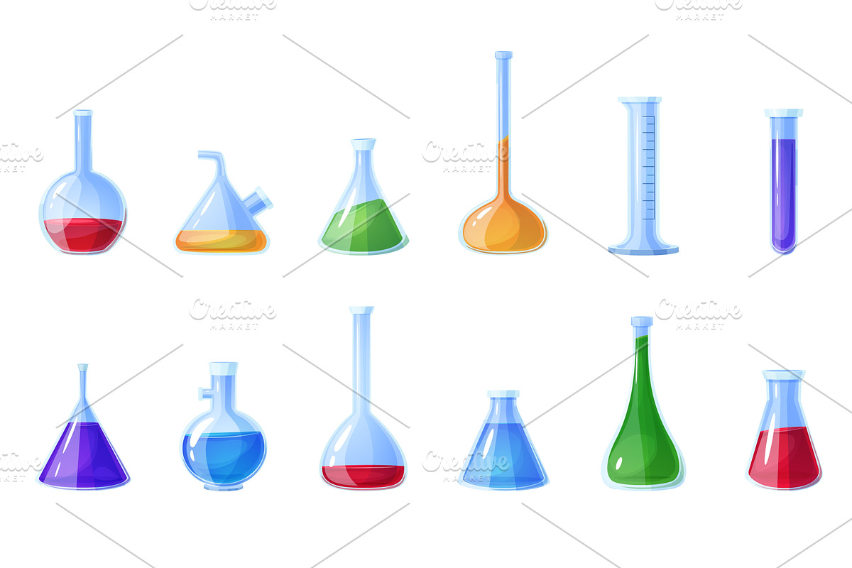 Cartoon glass chemical equipment, an Illustration by LadadikArt