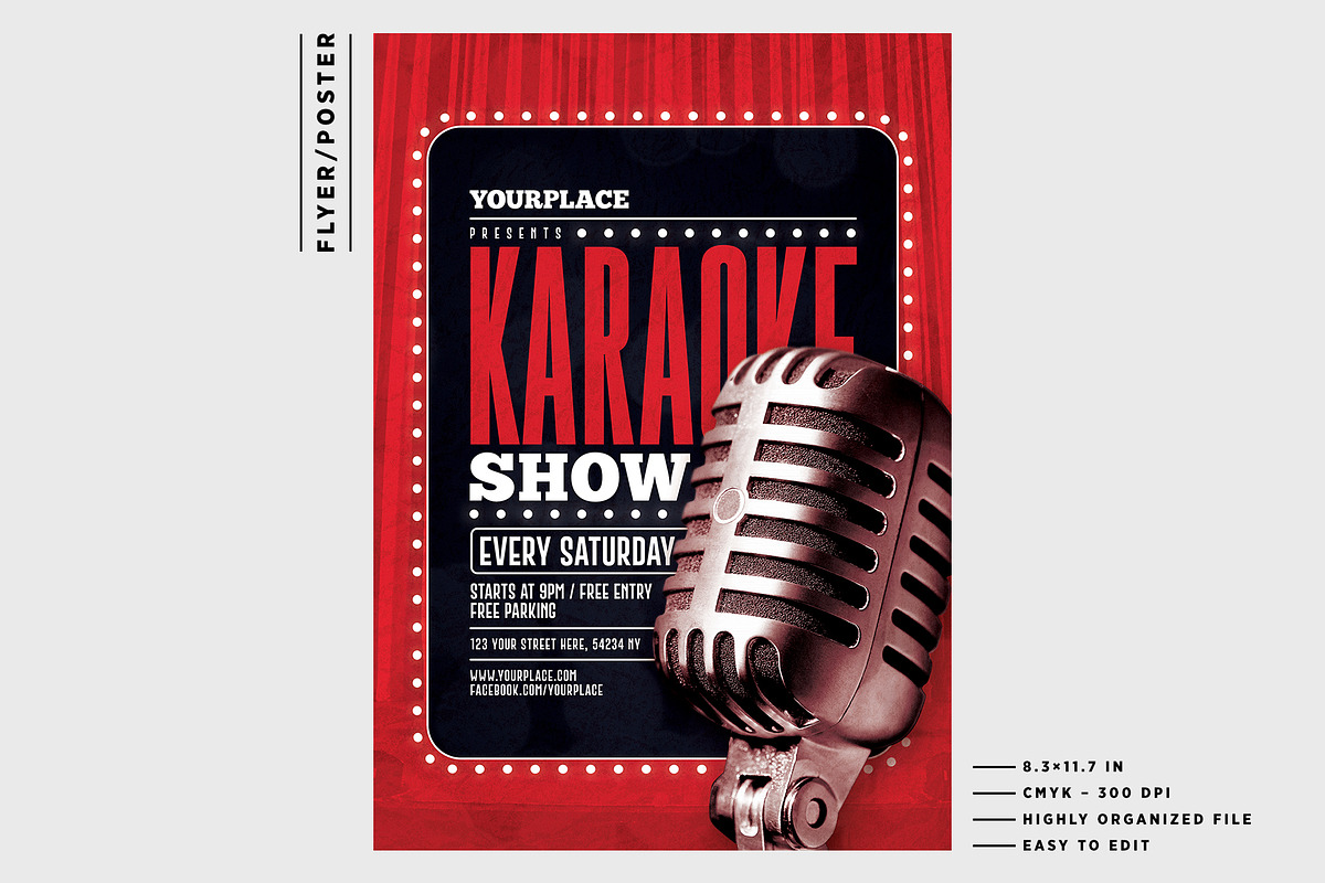 Karaoke Flyer/Poster Template, a Flyer Template by Mariux (Photo 2 of 2)