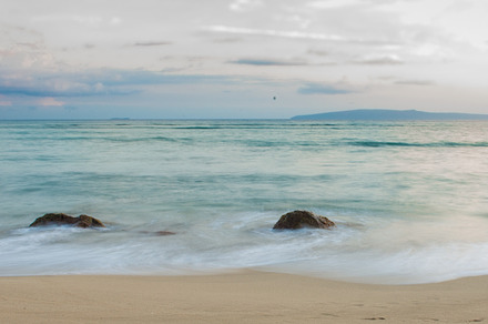 Ocean and sand containing beach, ocean, and blue ocean