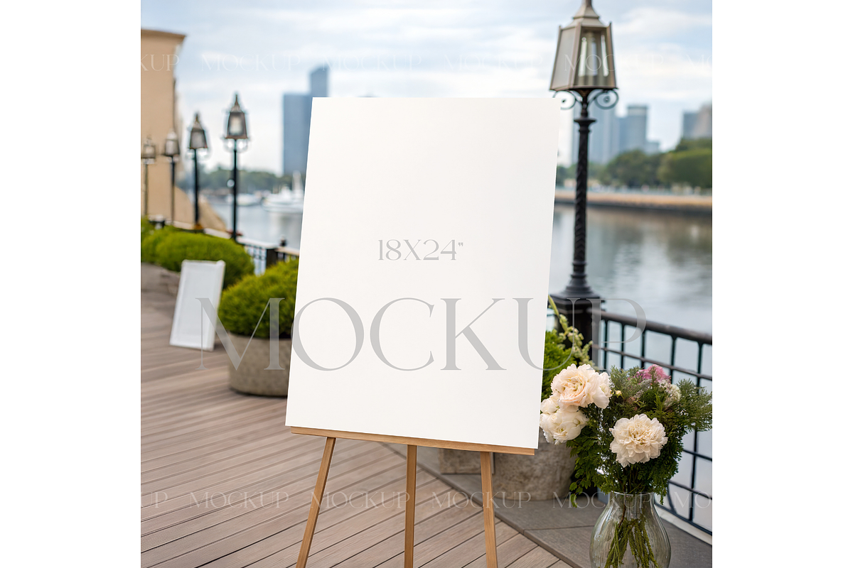 Waterfront Wedding Welcome Sign Mock, a Product Mockup by MockupWizard (Photo 1 of 3)