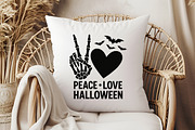 Peace Love Halloween, Skeleton Hand, an Illustration by Libby Wishes (Thumbnail 3 of 10)