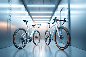 Modern bicycles in a sleek elevator, a Sports & Recreation Photo by AlyaAnd