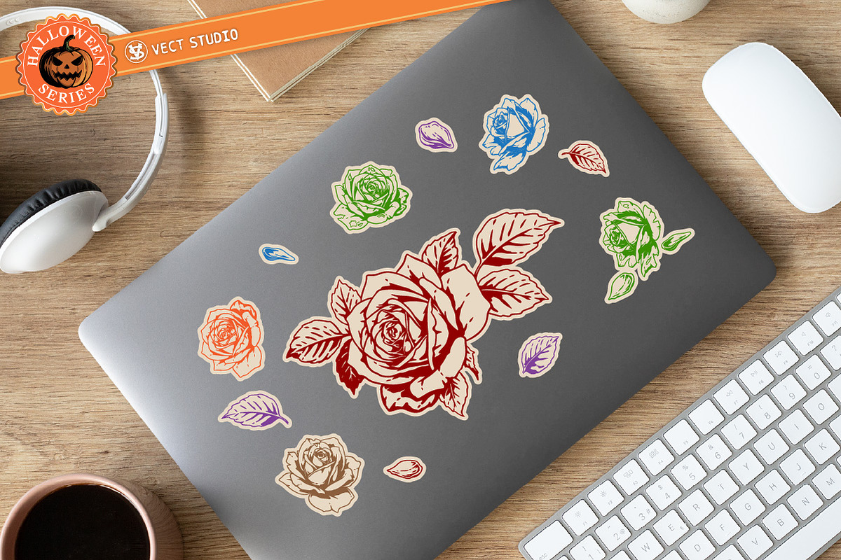 20 Halloween Rose Stamp Brushes, a Brush Add-On by vectstudio (Photo 7 of 10)