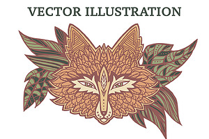 Vector doodle fox.  