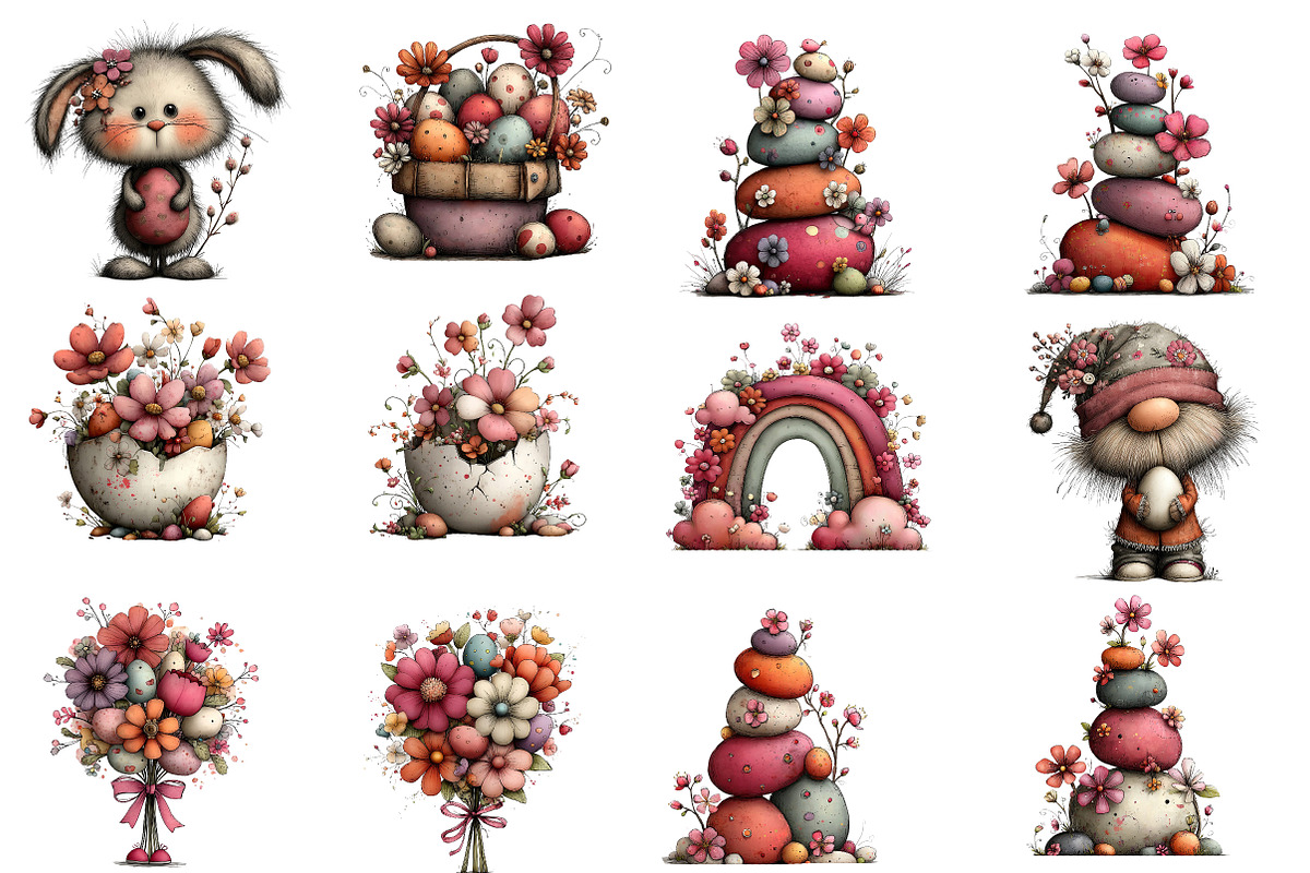 Whimsical Easter Clipart Bundle, an Illustration by Designworld (Photo 3 of 7)